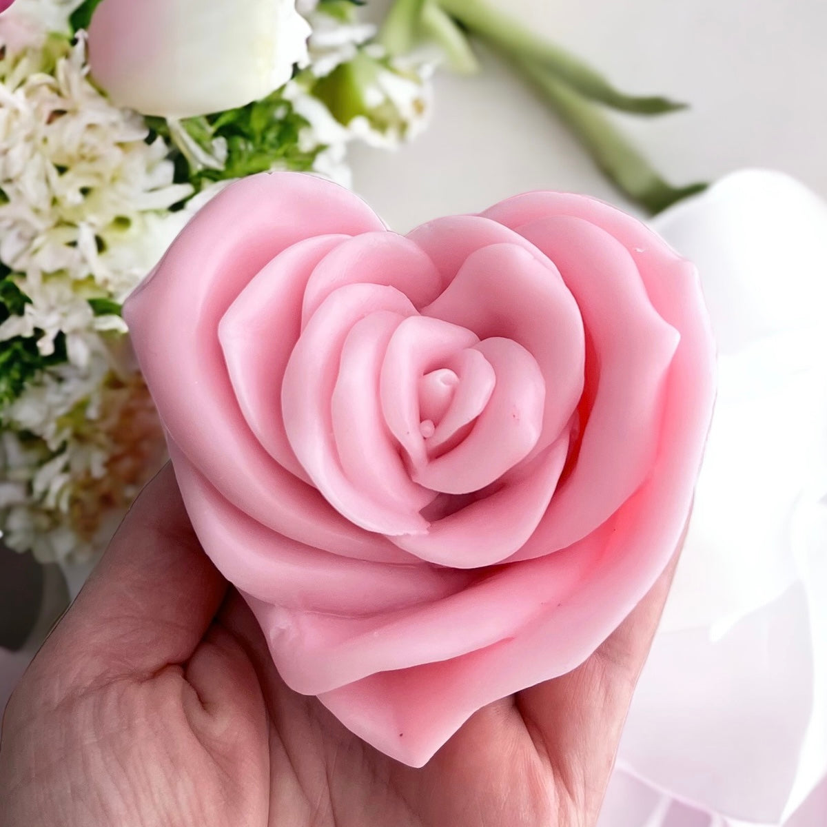 Heart Rose Flower Soap