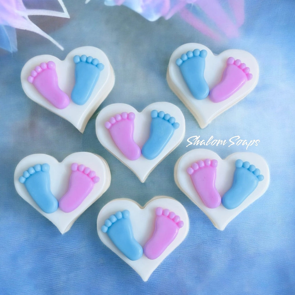 Baby Footprints in a Heart Soap Favors