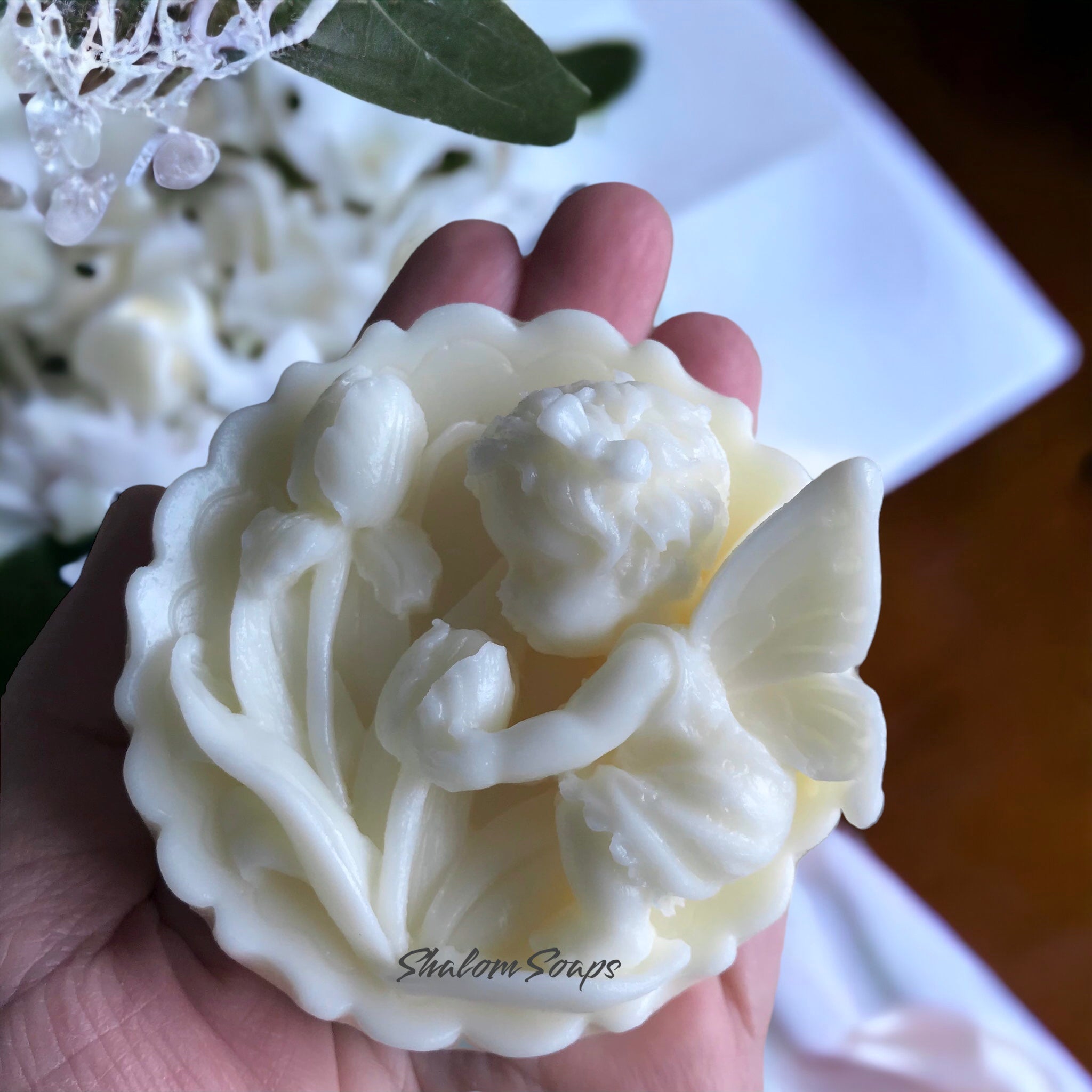Child Smelling a Flower Round Soap